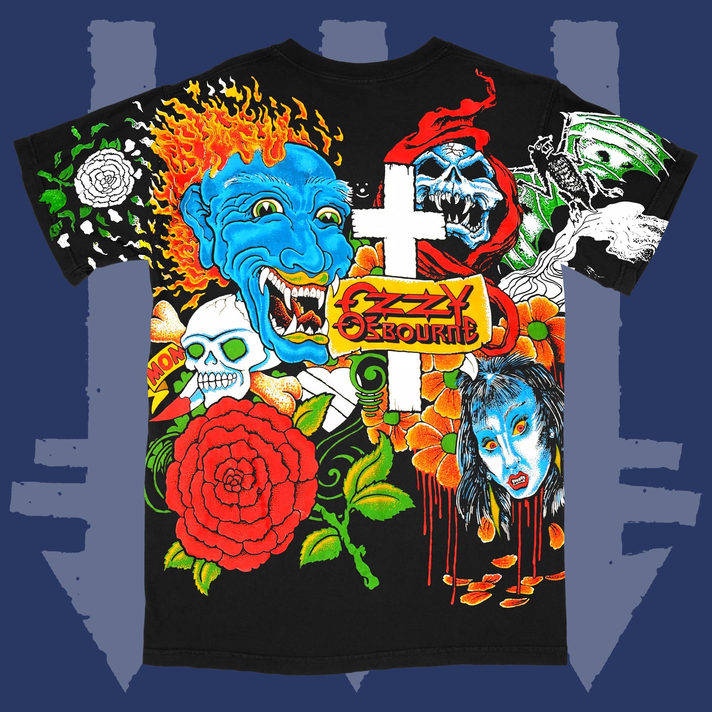 Ozzy Tattoo 1992 AOP Vintage Wash T-Shirt