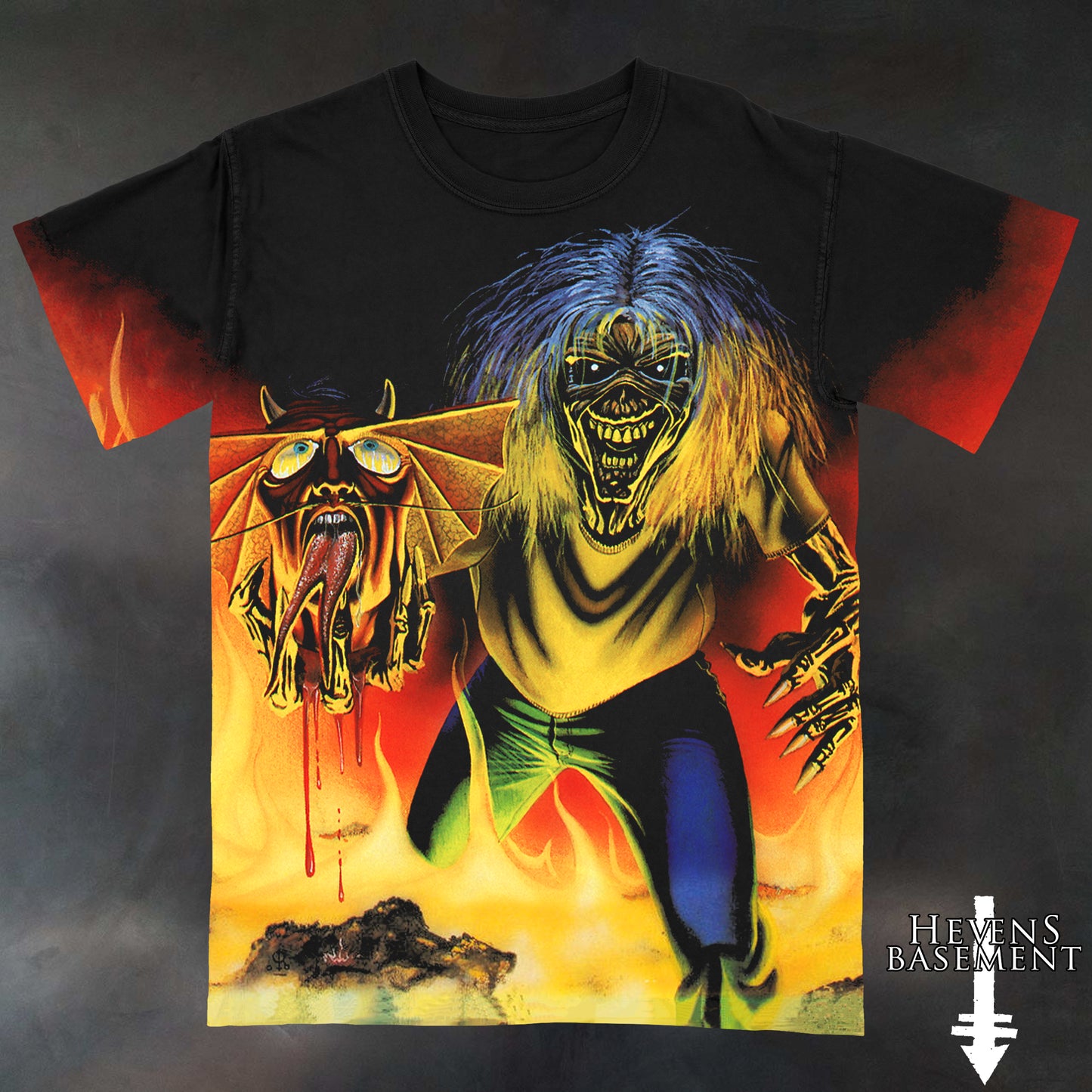 Maiden The Number of The Beast 1982 AOP Vintage Wash T-Shirt